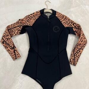 Billabong Women's Black and Leopard Print Swimsuit